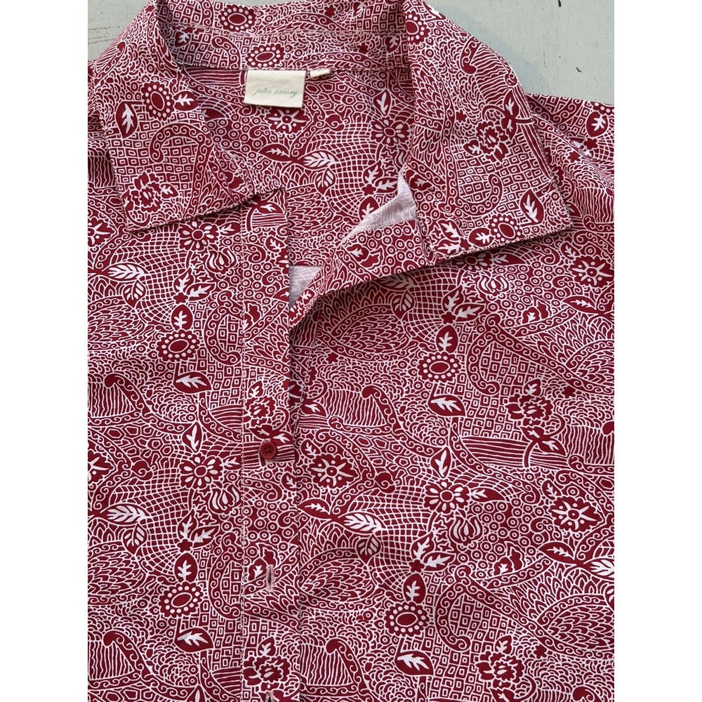 Women's Julia Amory Shirt Multicolor Tropical L Hawaiian TIKI USA Island Blouse